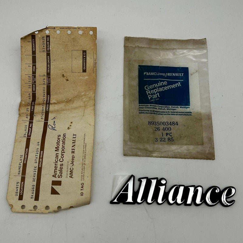 AMC Jeep 35003484 Nameplate Name Plate Emblem Alliance OEM NOS Open
