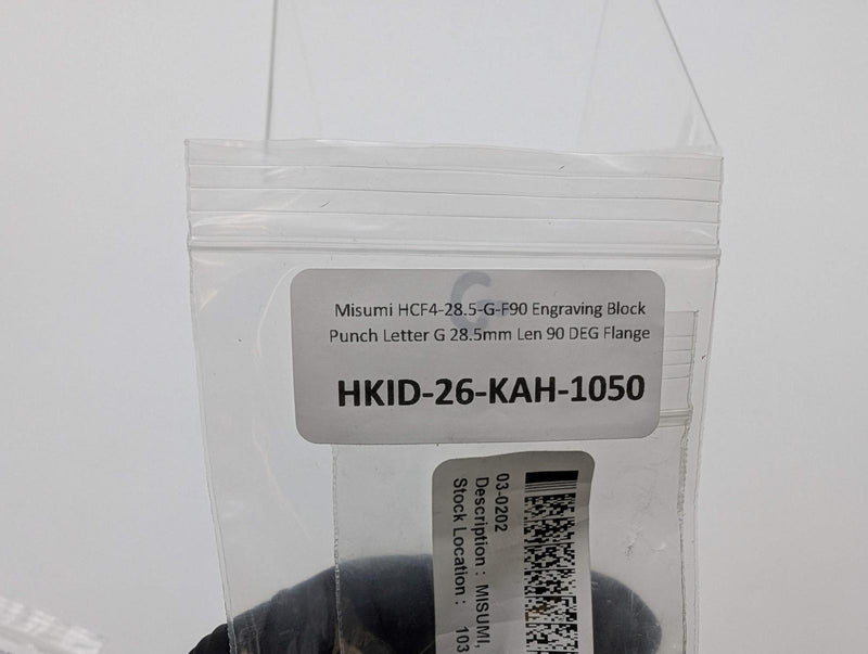 Misumi HCF4-28.5-G-F90 Engraving Block Punch Letter G 28.5mm Len 90 DEG Flange