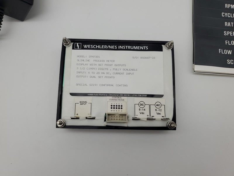 Weschler Instruments IPM7301 Process Meter Slimline Scaleable with Power Supply 3