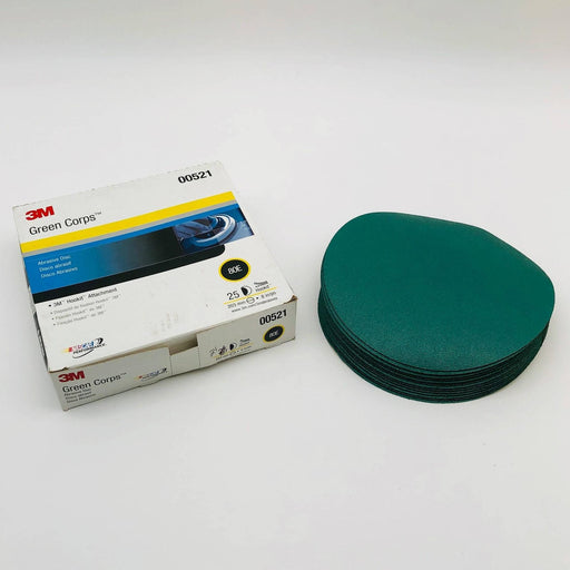 3M 00521 Abrasive Sanding Disc Green Corps 8in Hookit 80E Medium Pack of 24 1