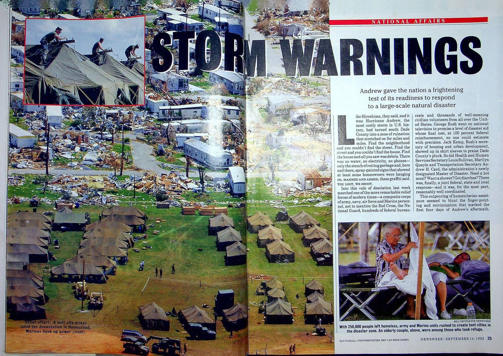 Newsweek Magazine September 14 1992 Florida Hurricane Andrew Aftermath Bush FEMA 4