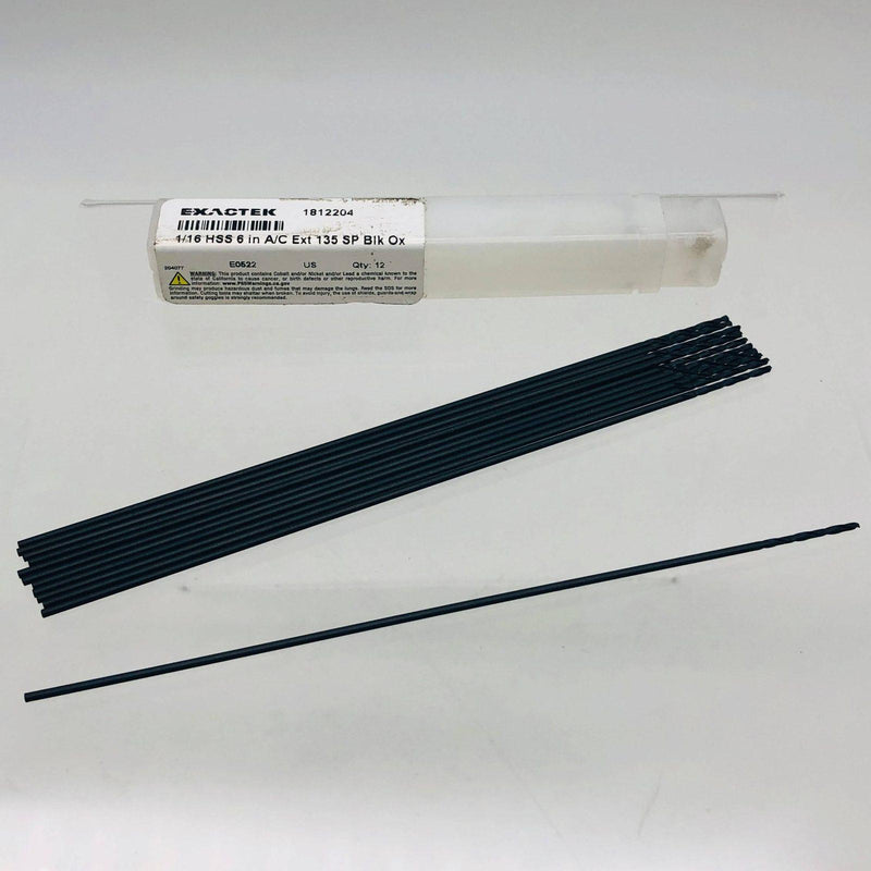 Aircraft Extension Drill Bit 1/16in x 6in HSS Blk Ox 135 Deg Split Point 12 PK 1
