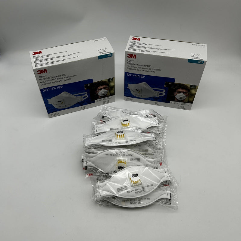 3M 9211+ 37193 Particulate Respirator Exhalation Valve N95 Mask Lot of 20