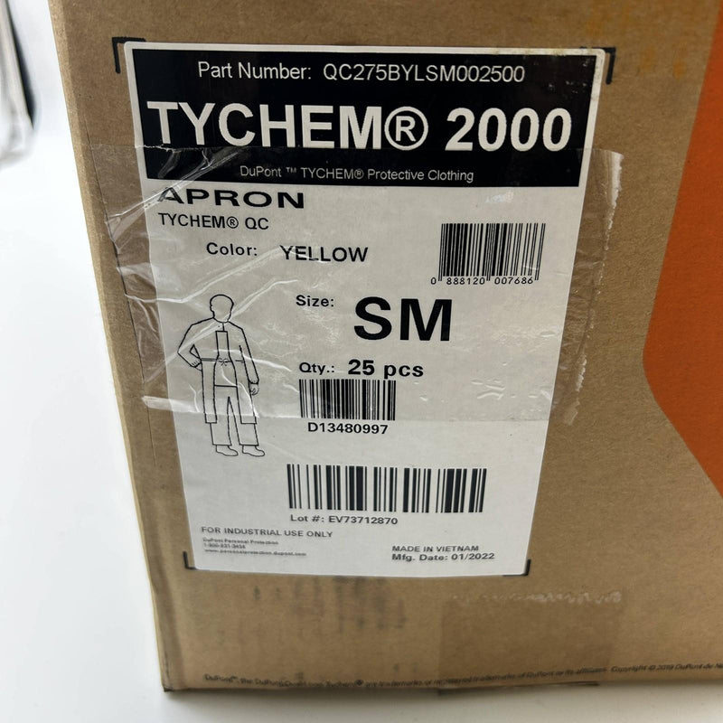 Dupont Tychem 2000 Sleeved Apron Size Small Yellow QC275BYLSM002500 25 pcs/Case 3
