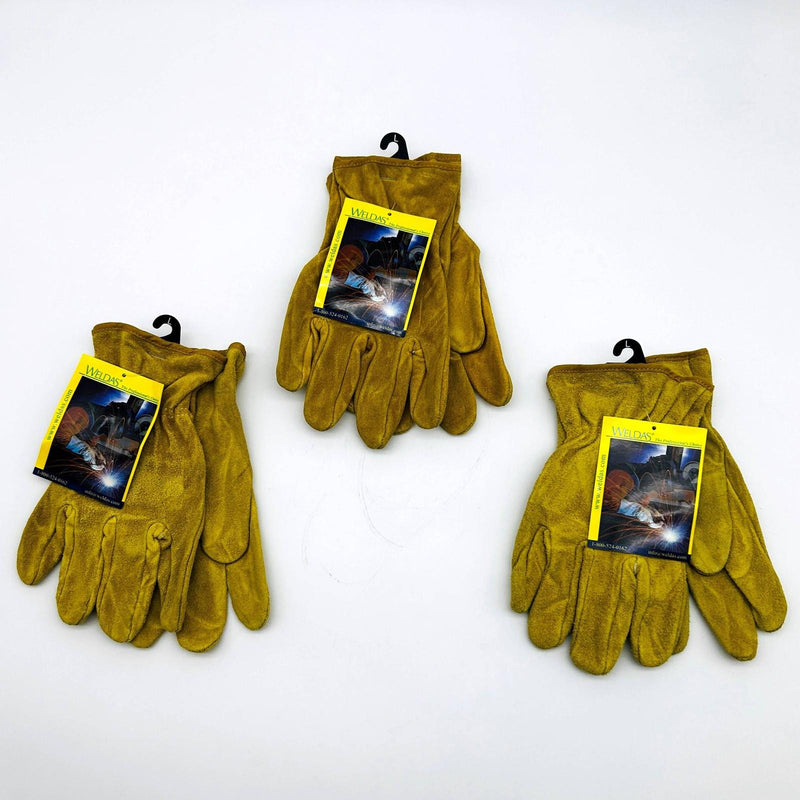 Weldas 10-2064 Leather Drivers Gloves Large Split Cowhide Straight Thumb 3 Pairs 1