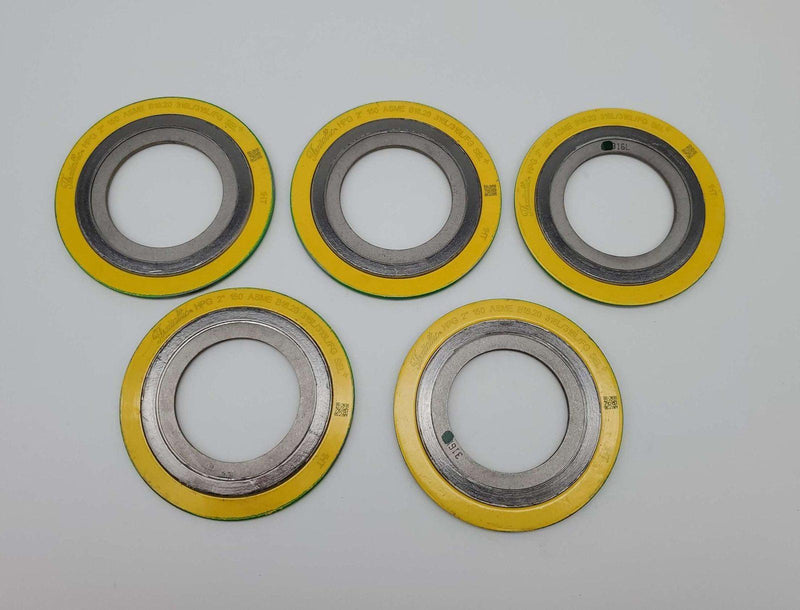 5x Flexitallic 2" Spiral Wound Gaskets 4-1/8" OD 1/8" T 316 Inner Ring 150 ASME 1