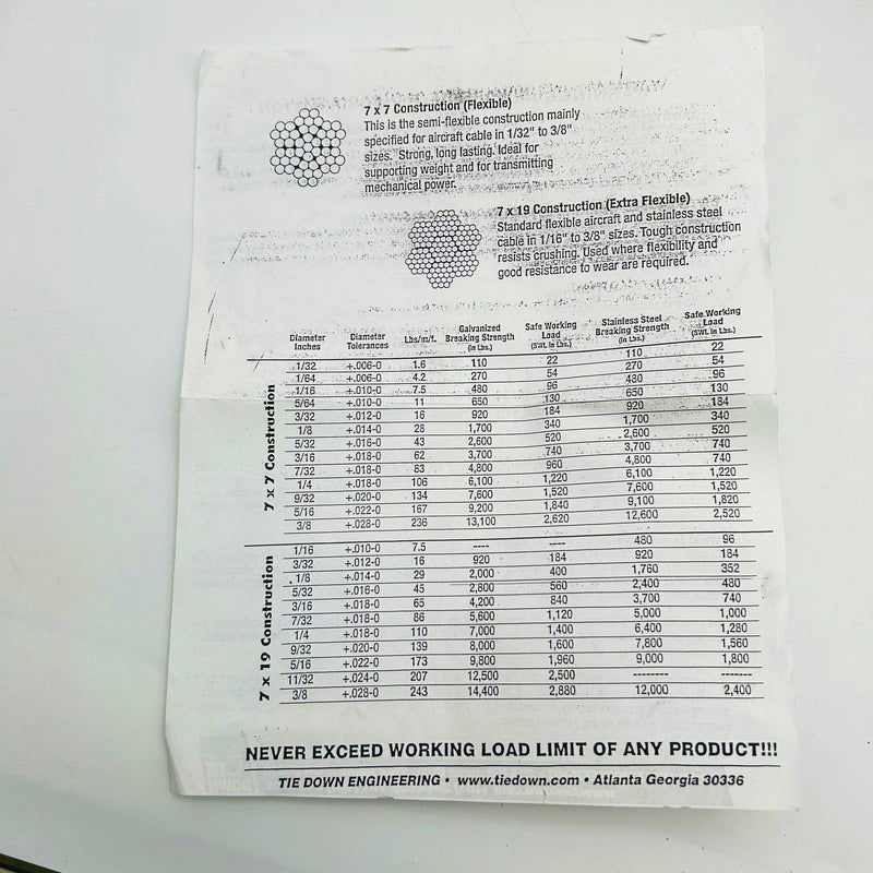 Tie Down Engineering 51070 Cable Galvanized Steel Wire 7x7 1/8" 340lb 500ft/Roll 4