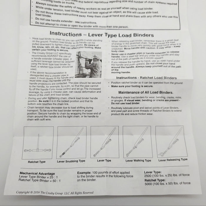 Crosby Lebus L-150 7-1 Load Binder 5/16" to 3/8" Chains 5400lb WLL 1048128 10
