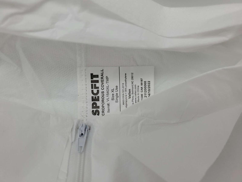 Microporous XL Coveralls Zipper Front Elastic Cuffs SpecFit VL1540XL Pack of 5 4