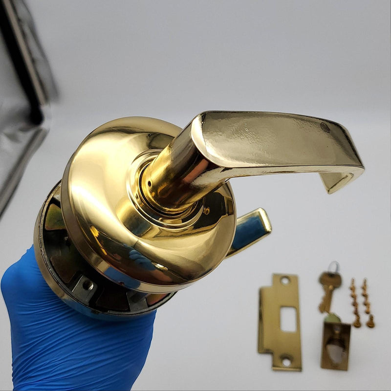 Sargent Door Lever Storeroom Lock Bright Brass 2-3/4" Backset L Lever 65G04 3