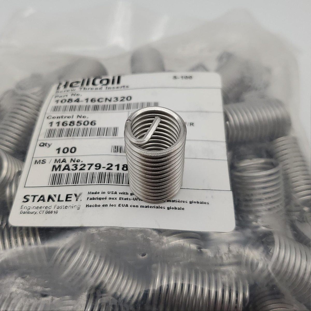 20 Pack 8-32 X 0.328" Helicoil Style Thread Inserts - Stainless Steel By PERMA-THREAD