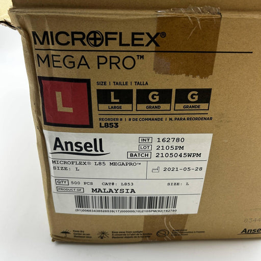 Microflex MegaPro L853 Disposable Glove Large PF Latex Blue 15mil 12in 500/Case 2