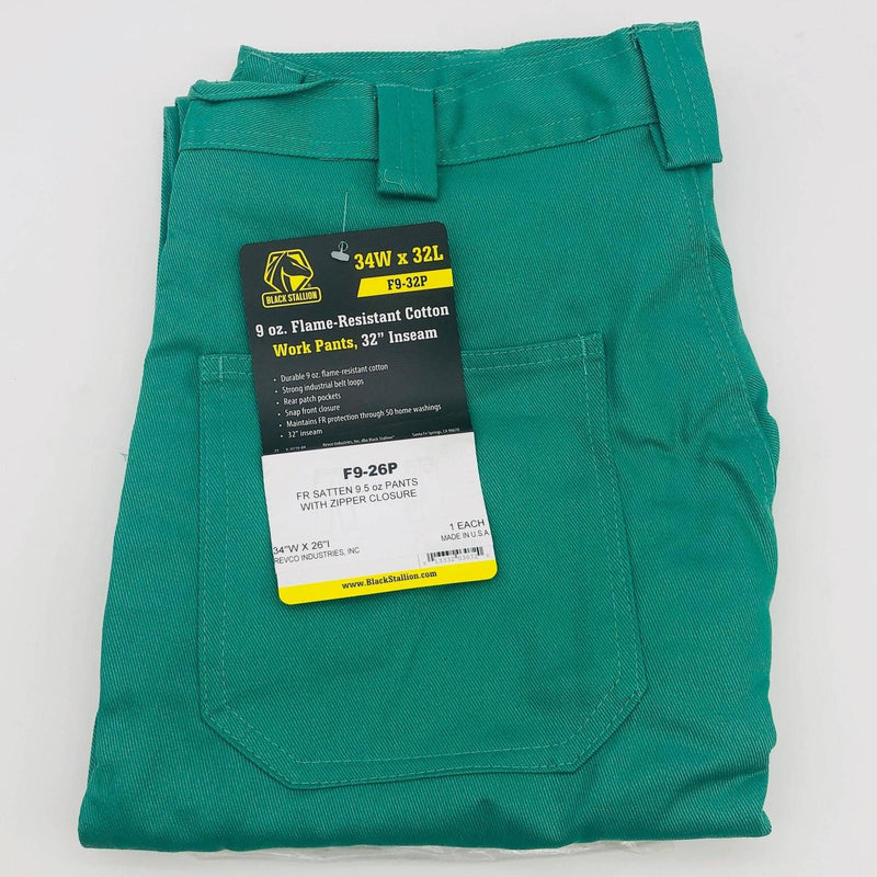 Black Stallion F9-32P Work Pants 34Wx32L Flame Resistant Cotton 32" Inseam Green 1