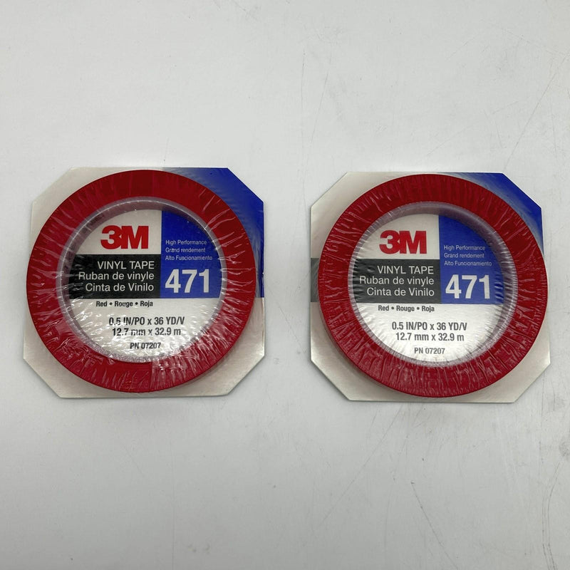 3M 471 Marking Tape Red Vinyl Red 1/2in X 36yds 5.2mil SS PN 07207 Lot of 2 1