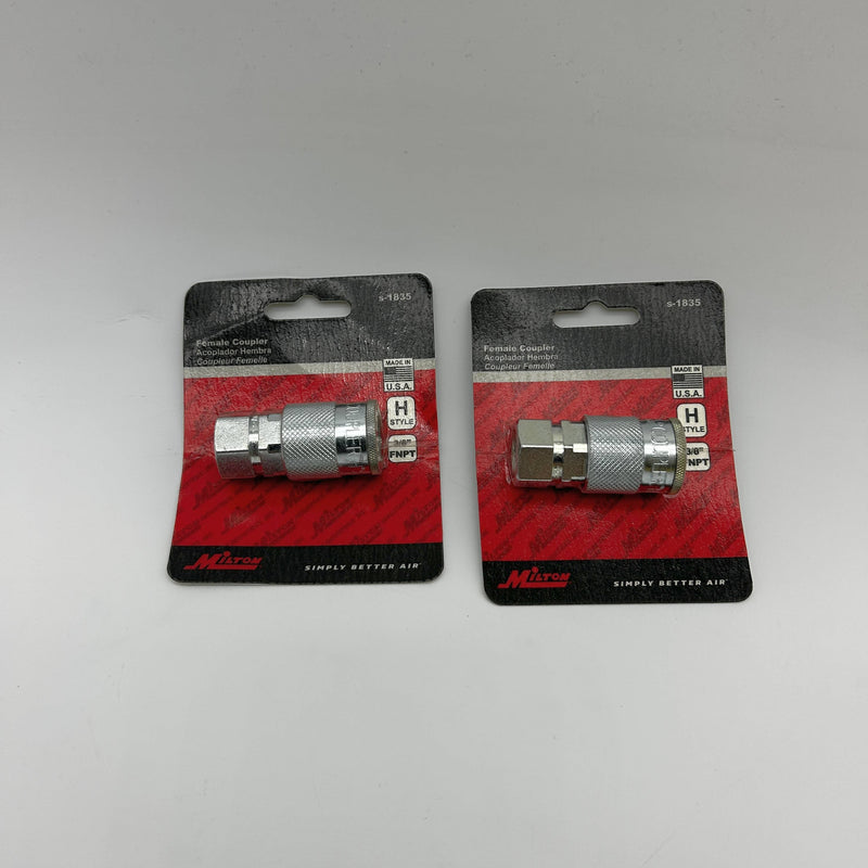 Milton S-1835 Compressor Coupler H-Style 3/8 Inch NPT Female Body Lot of 2