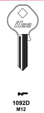 10x Ilco 1092D / M12 Key Blanks For Master Lock 150K Nickel Plate Over Brass NOS