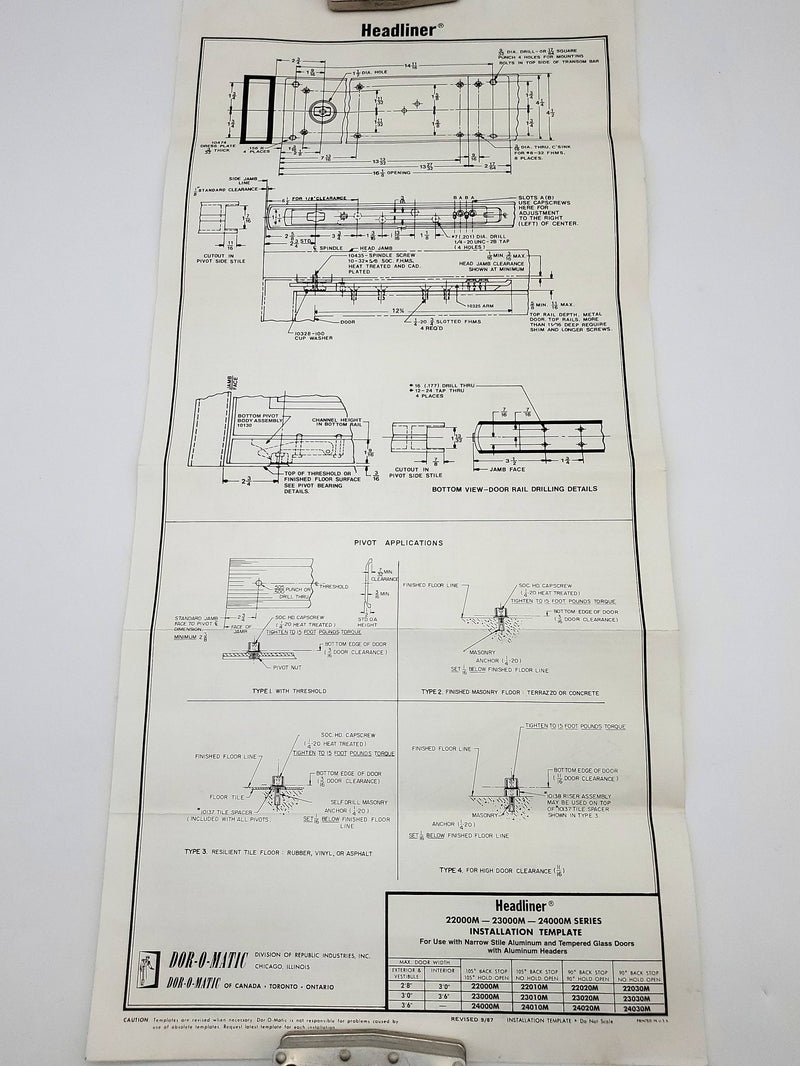 Dor-O-Matic 23010 Overhead Door Closer Concealed Headliner Series Body Only 9