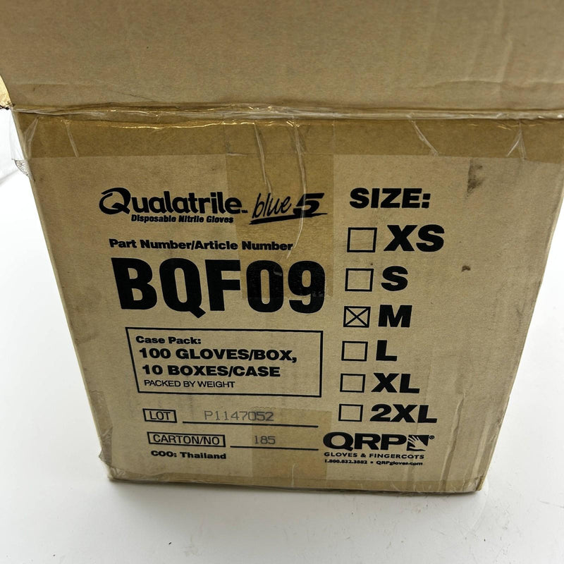 Qualatrile BQF09 Disposable Nitrile Gloves Medium Blue 9" Powder Free 1000/Case
