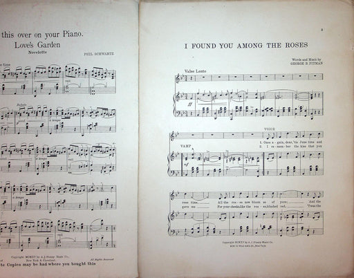 1915 I Found You Among The Roses Vintage Sheet Music Large Geo Pitman AJ Stasny 2