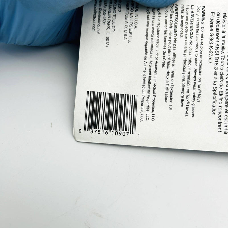 Eklind 10907 Torx L-Key Star Set 7pc T10-T40 Long High Quality Alloy Steel 7