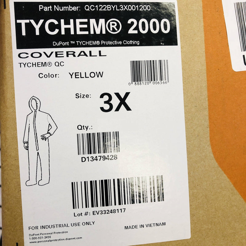 Dupont Tychem 2000 Hazmat Coverall Suit 3XL Hooded Yellow QC122BYL3X001200 1pk 4
