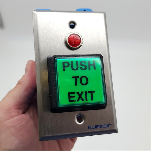 Securitron PB2 Push To Exit Button Wall Mounted 2" Square Single Gang 12/24 VDC 1