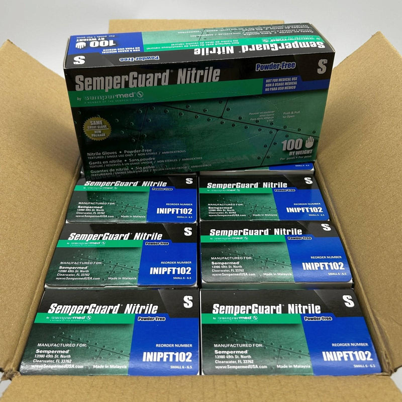 SemperGuard Nitrile INIPFT102 Disposable Gloves Size Small Powder Free 1000/Case 1