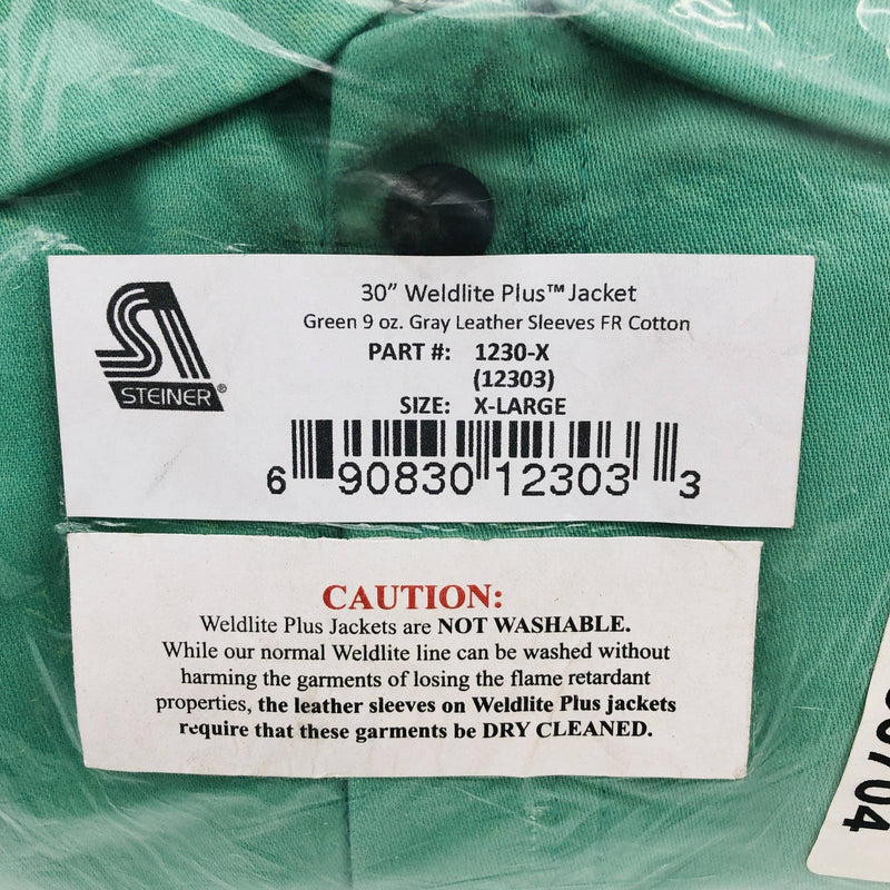 Steiner 12303 Welding Jacket XL 30" Weldlite Plus Green 9oz Grey Leather Sleeve 2