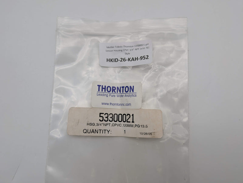 Mettler Toledo Thornton 53300021 pH Sensor Housing CPVC 3/4" NPT InFit 761 Style