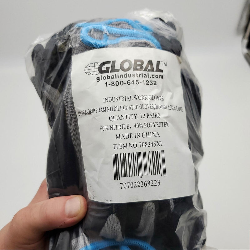 Nitrile Grip Work Gloves Sz XL Mechanics Gloves Global Glove 708345XL 12 Pairs 7