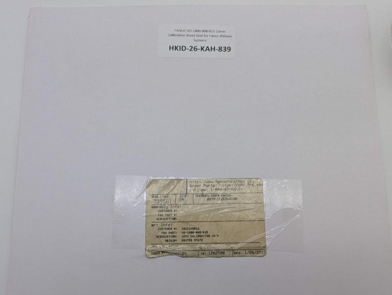 FANUC VO-1800-008-015 15mm Calibration Sheet Grid for Fanuc iRVision Systems