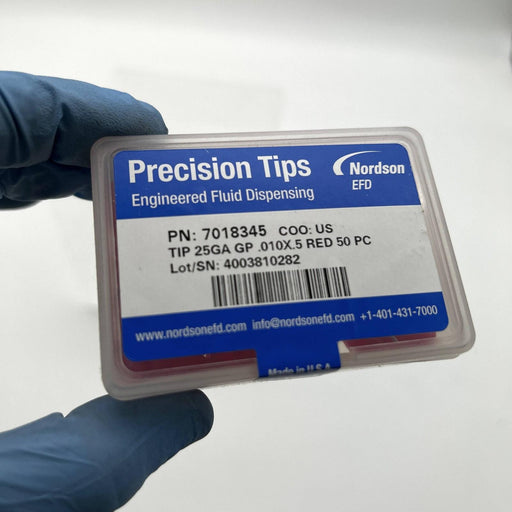 Nordson EFD 7018345 Precision Dispensing Tip 25 Gauge GP .010 x .5 Red 50pk/bx 2