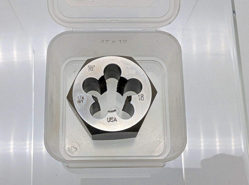 Greenfield 411896 1/4" - 18 NPT Hexagon Rethreading Die Carbon Steel 1