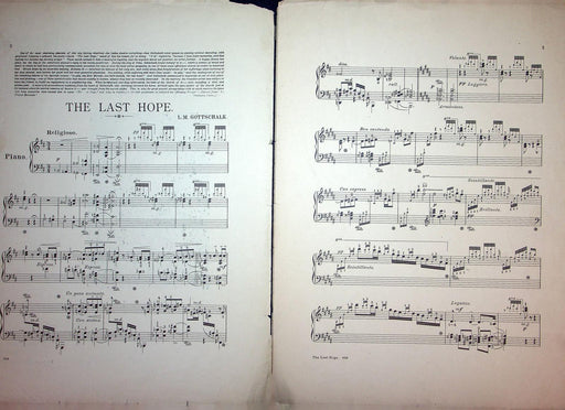 The Last Hope Vintage Sheet Music Large L M Gottschalk Conservatory Publication 2