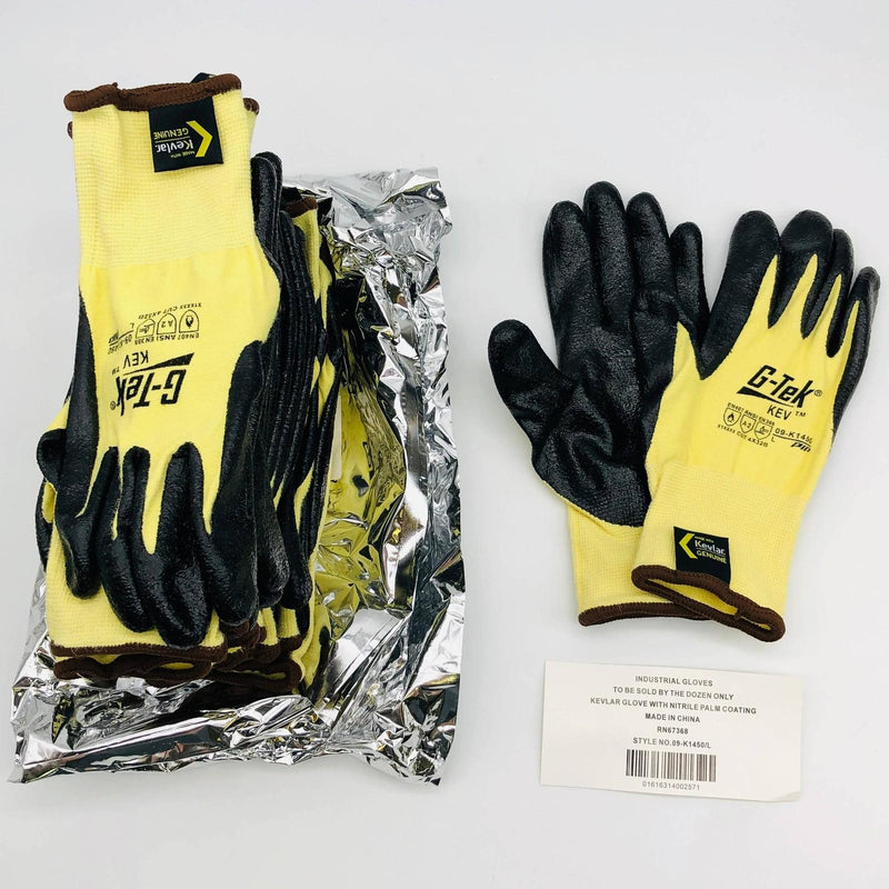 PIP 09-K1450 Work Gloves Size Large Cut Resistant A2 Black Nitrile Palm 12 Pairs 1