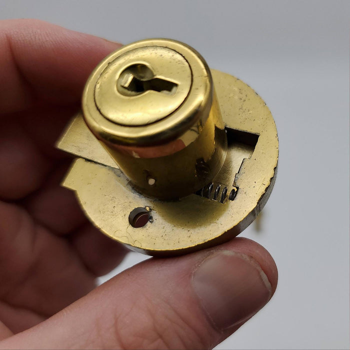 Illinois Drawer Lock 3/4" L x 7/8" D Cylinder Bright Brass Keyed Alike USA Made 6