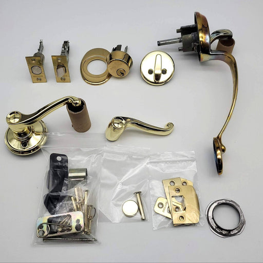Schlage Entry Door Handlset Deadbolt & Thumbturn Brass F360V 2-3/8 to 2-3/4 BS 1