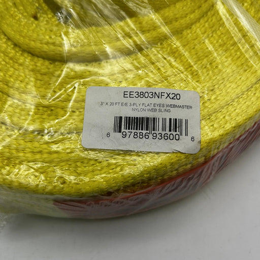 Lift-All EE3803NFX20 Web Sling 3"x20' E/E 3-Ply Flat Eyes Webmaster 1600 Nylon 2