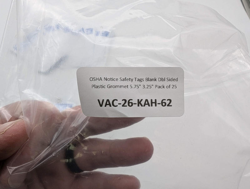 OSHA Notice Safety Tags Blank Dbl Sided Plastic Grommet 5.75" 3.25" Pack of 25 4