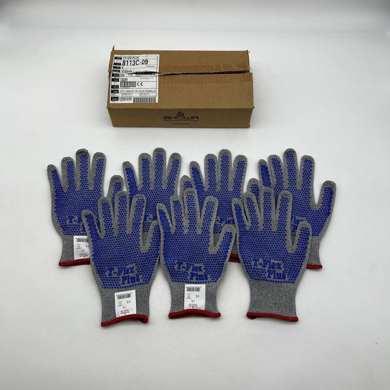 Showa 8113C Cut Resistant Gloves Size 9 Large T-Flex Plus Dotted Ambi 7ct 9