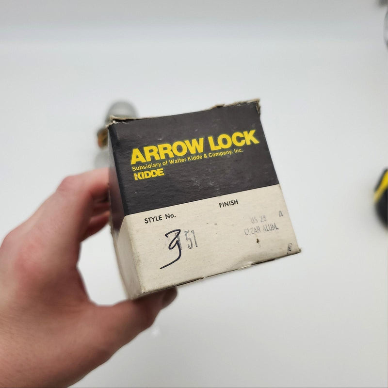 Arrow Door Knob Entry Lock Satin Aluminum 2-3/8" Backset 351 No Inside Button 6