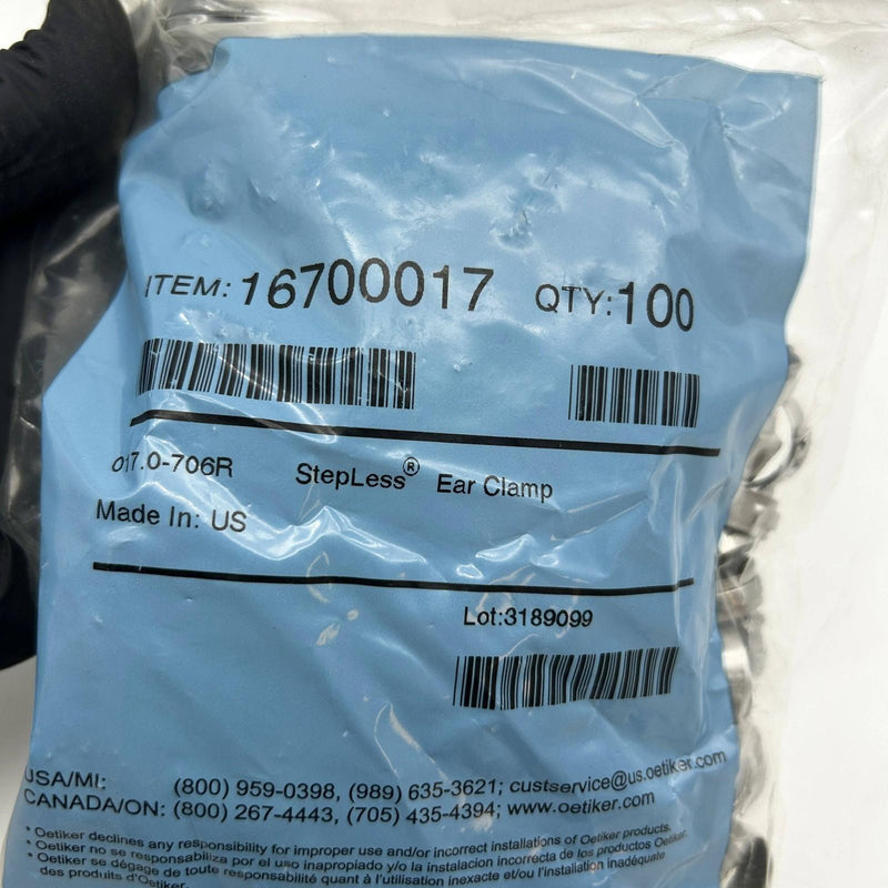 Oetiker 16700017 Stepless Ear Clamp 15.7-706R Stainless Steel Package of 100
