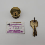 Falcon Mortise Cylinder 1-1/4" Length Bright Brass # 986 E Keyway 5 Pin 9897 Cam 2