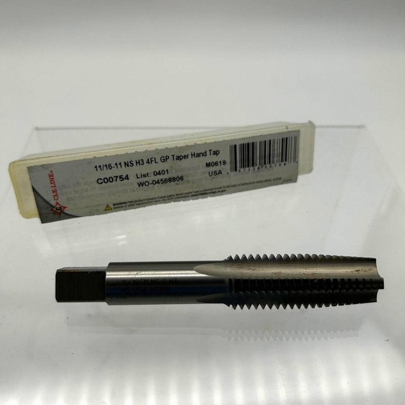 Cle-Line C00754 Taper Hand Tap 11/16-11 NS H3 4 Flute General Purpose List 0401 8