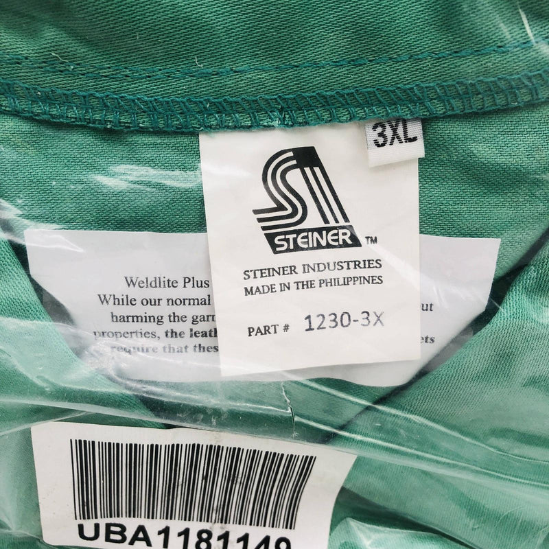 Steiner 12305 Welding Jacket 3XL 30" Weldlite Plus Green 9oz Grey Leather Sleeve 3