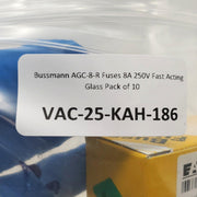 Bussmann AGC-8-R Fuses 8A 250V Fast Acting Glass Pack of 10 4