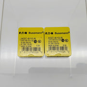 Bussmann AGC-6/10-R Fuses 0.6A 250V Fast Acting Glass Pack of 10 1
