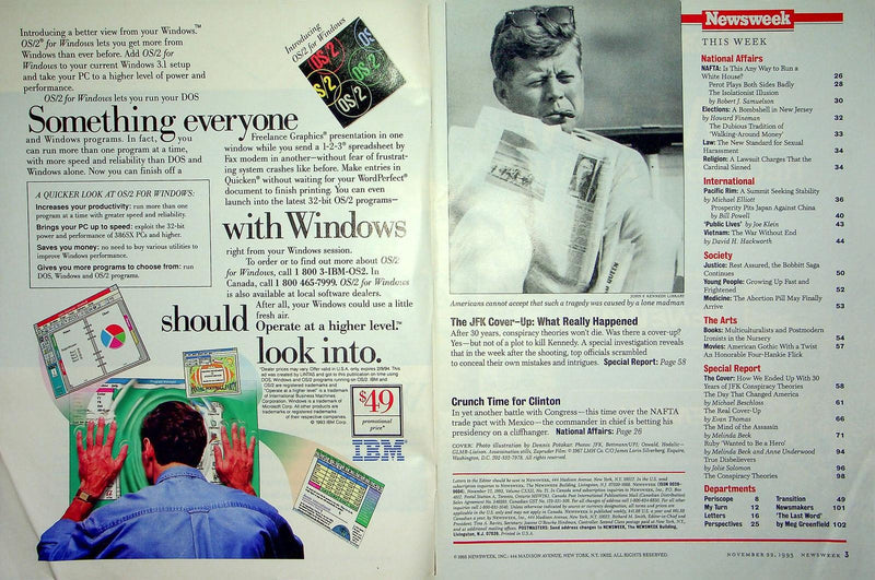 Newsweek Magazine Nov 22 1993 JFK John F Kennedy Cover Up Scandal Conspiracy 3