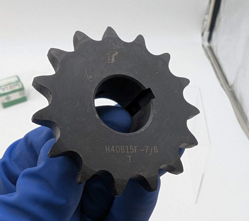 Tsubaki H40B15F 7/8 Roller Chain Sprocket 7/8" Bore 1/2" Pitch for Size 40 Chain 1