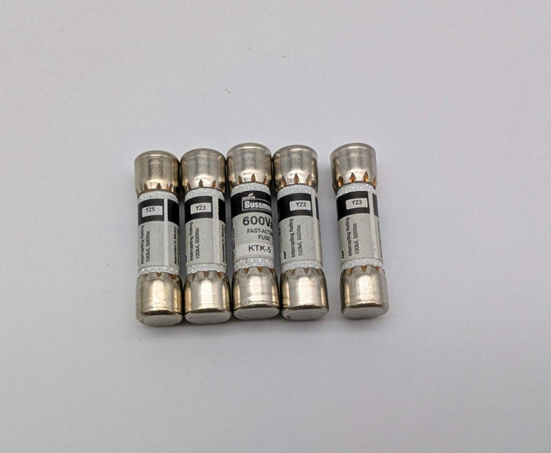 Bussmann KTK-5 Fuses 600V 5A Fast Acting Pack of 5 1